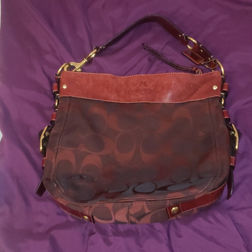 Burgundy coach bag genuine leather
